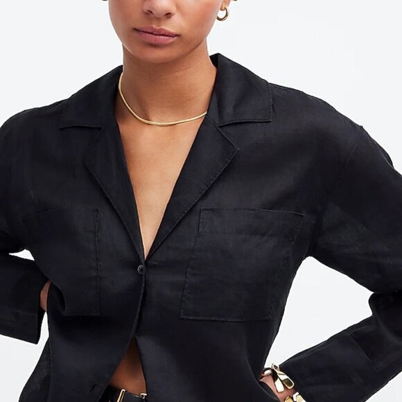 Madewell Resort Semi-Sheer Long Sleeve Button Up Shirt Black Size S NWT - Picture 2 of 9